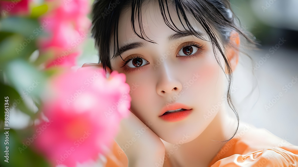 Beautiful Woman with Flowers Beautiful Woman with Flowers