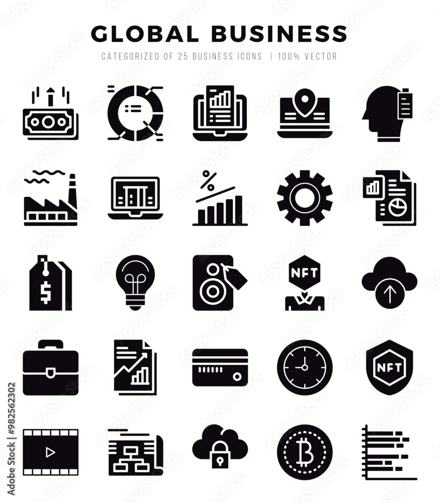 Global Business Icon Pack 25 Vector Symbols for Web Design. Global Business Icon Pack 25 Vector Symbols for Web Design.