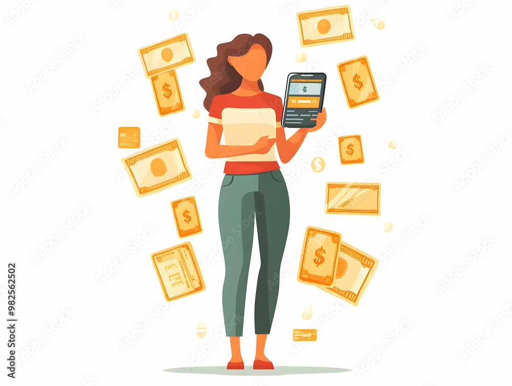 Flat Vector Illustration: Candid Money Transfer via Mobile App - Natural Expressions and Smart Business Tone for FinTech and Banking Campaigns Flat Vector Illustration: Candid Money Transfer via Mobile App - Natural Expressions and Smart Business Tone for FinTech and Banking Campaigns