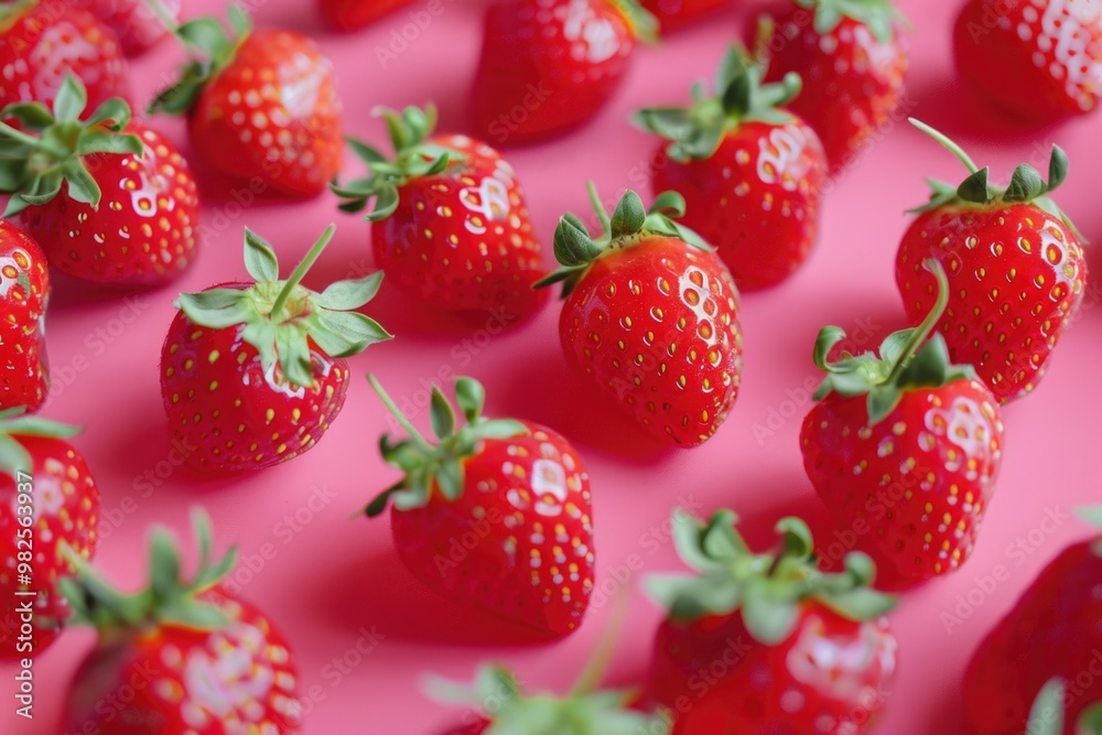 Red strawberries in rows, fresh and ripe. Red strawberries in rows, fresh and ripe.