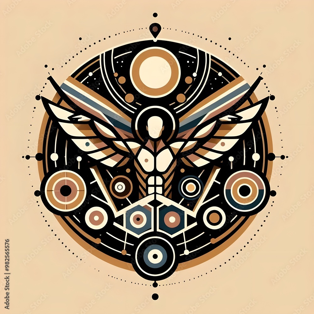 Fototapeta premium human figure on a circle illustration, renaissance man