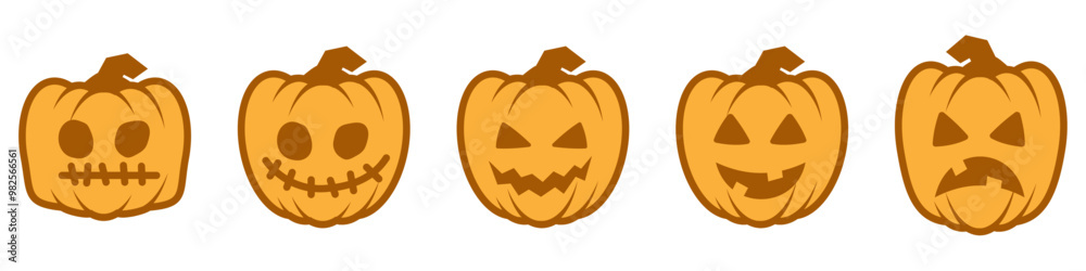 Fototapeta premium pumpkin face halloween creepy smile expression jack o lantern