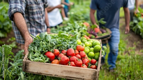 CSA members picking up fresh produce from a local farm.