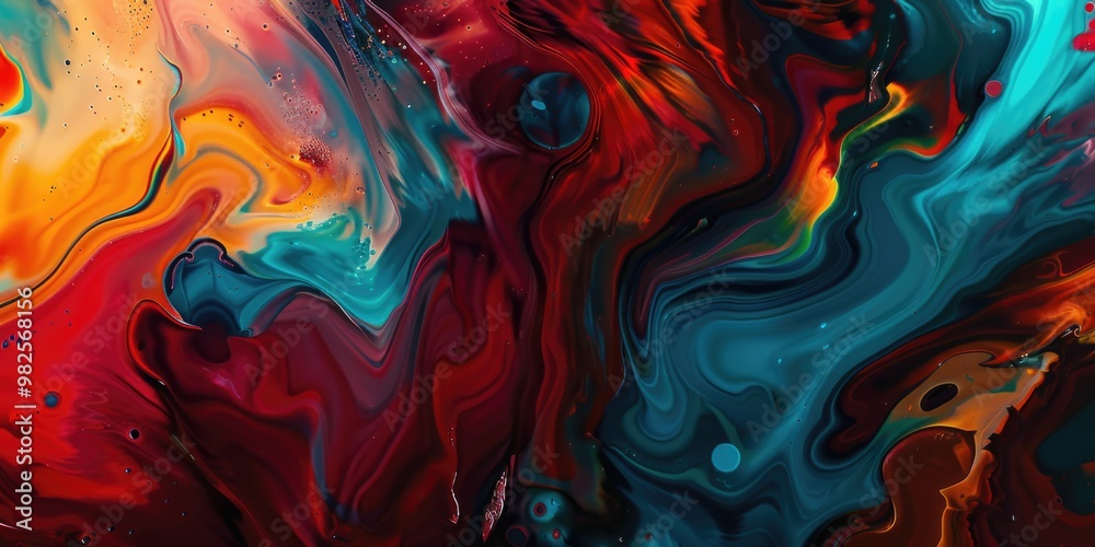 Bright and bold artistic painting with various colors blending together Bright and bold artistic painting with various colors blending together