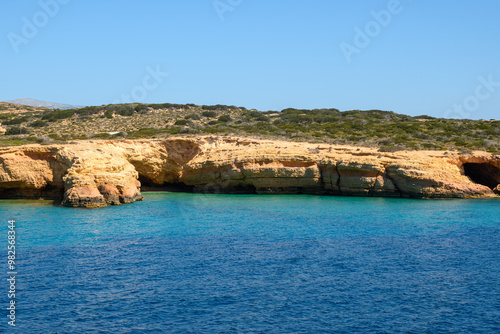 Ano Koufonisi rocks and cliffs. Koufonisia, Small Cyclades, Greece