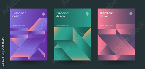 Abstract geometric gradient posters set. Vector illustration.