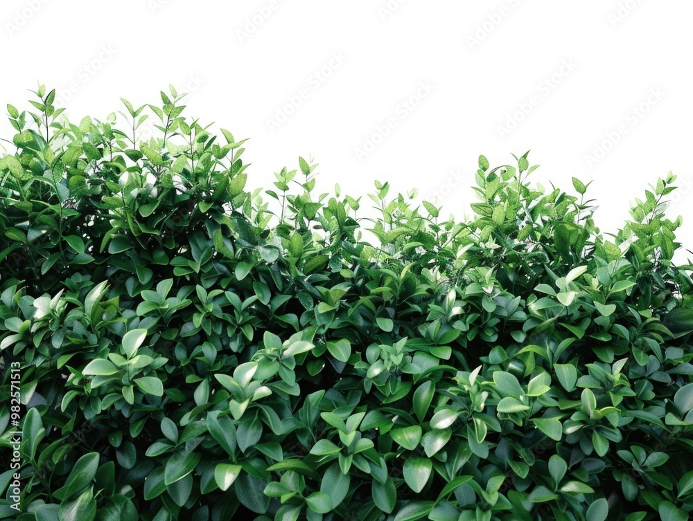The bush is covered in green leaves and is very full. The leaves are large and vibrant, giving the bush a lush and healthy appearance. The bush is located on a white background The bush is covered in green leaves and is very full. The leaves are large and vibrant, giving the bush a lush and healthy appearance. The bush is located on a white background