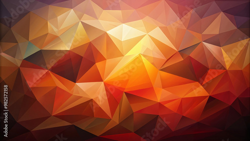 Abstract geometric design with orange and red polygonal shapes