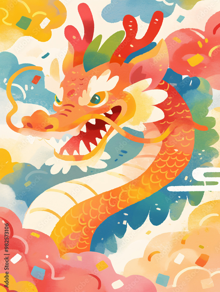 12 zodiac dragon cute cartoon illustration
