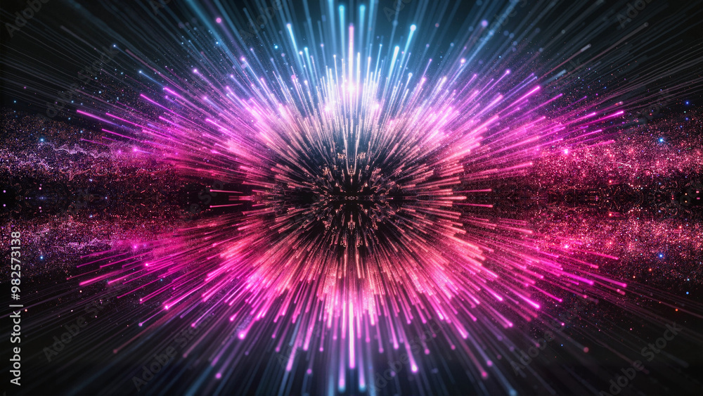 Exploding sound wave visual with glowing pulses and abstract lines Exploding sound wave visual with glowing pulses and abstract lines