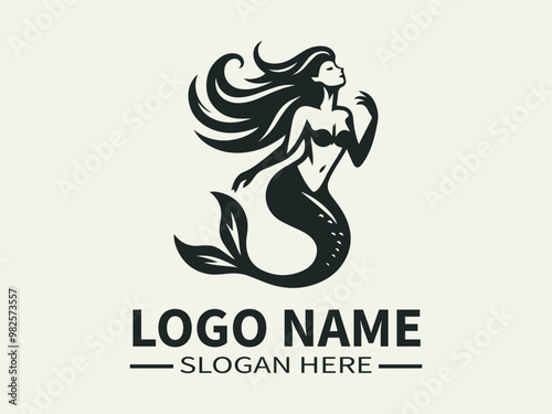 Mermaid Logo Design: A magical and enchanting logo featuring a beautiful mermaid, perfect for ocean-themed businesses, beauty brands, and anything related to fantasy.