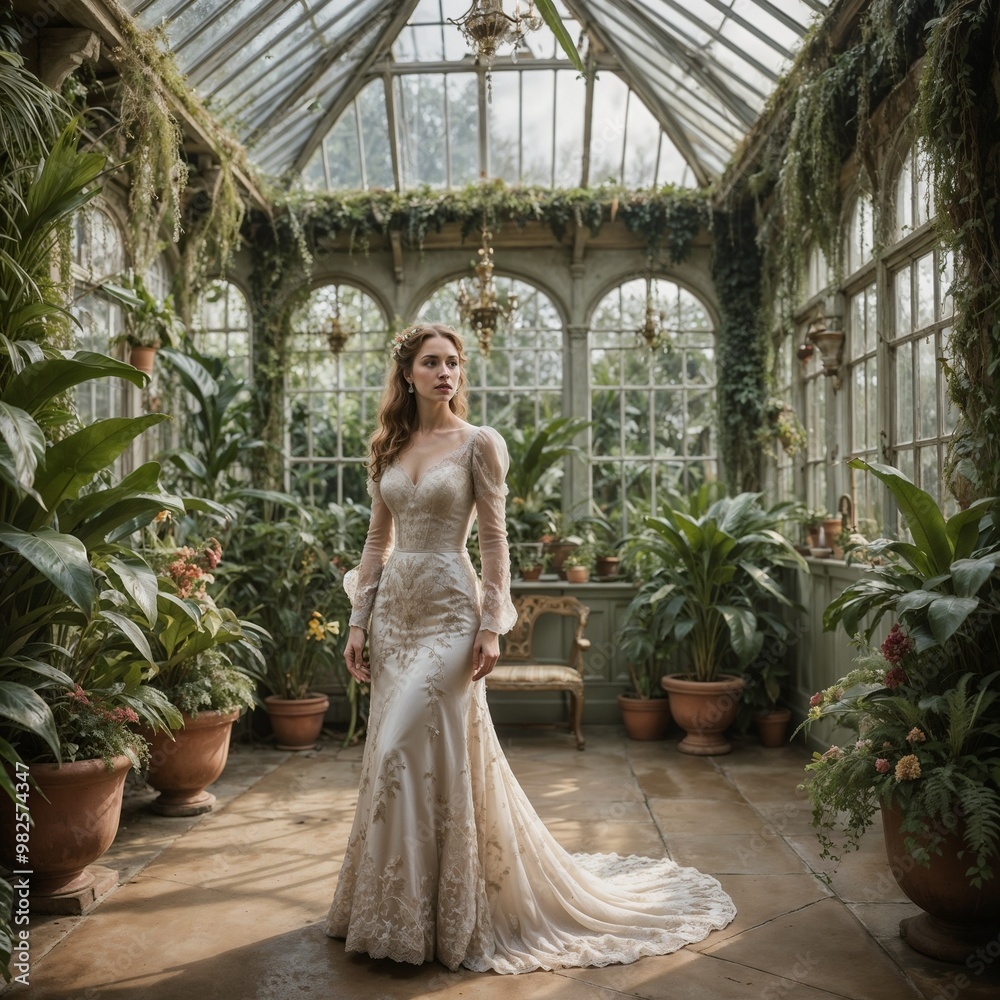 Obraz premium woman in a greenhouse