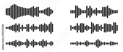 Abstract soundwave and audio frequency icon set