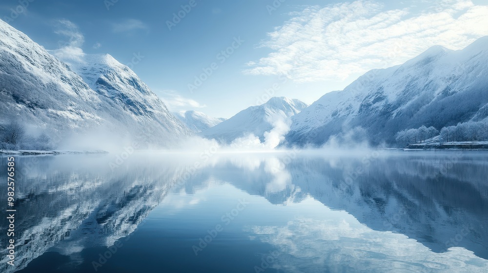 Snowy Mountain Reflection on a Still Lake Snowy Mountain Reflection on a Still Lake
