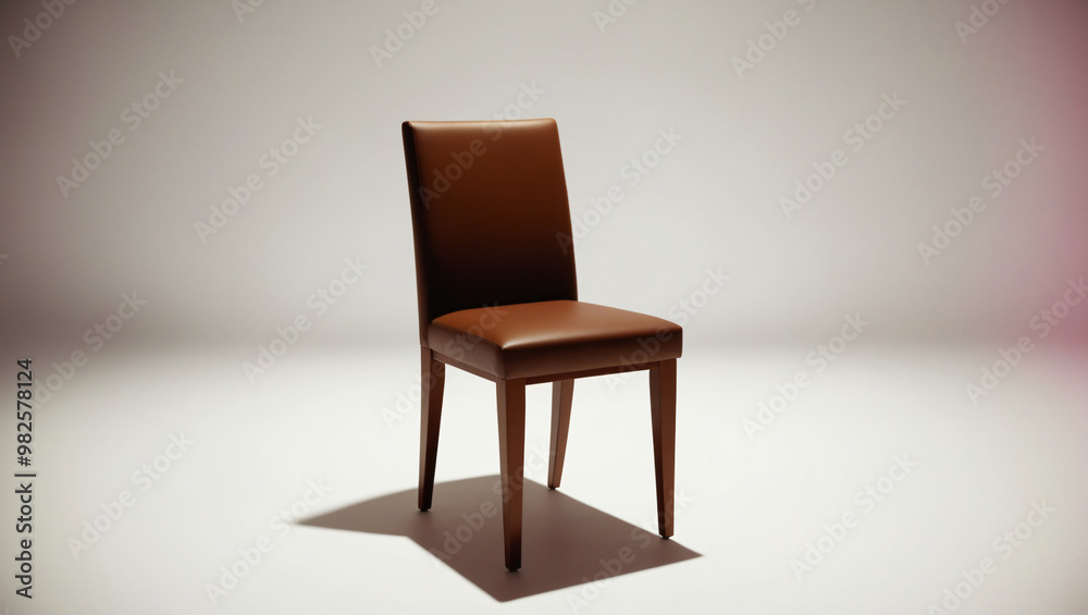 Obraz premium Isolated brown wooden chair on white background mockup, 4K hyperrealistic photo