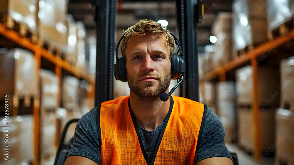 Warehouse Worker in Orange Safety Vest | Professional Logistics and Workplace Safety Warehouse Worker in Orange Safety Vest | Professional Logistics and Workplace Safety