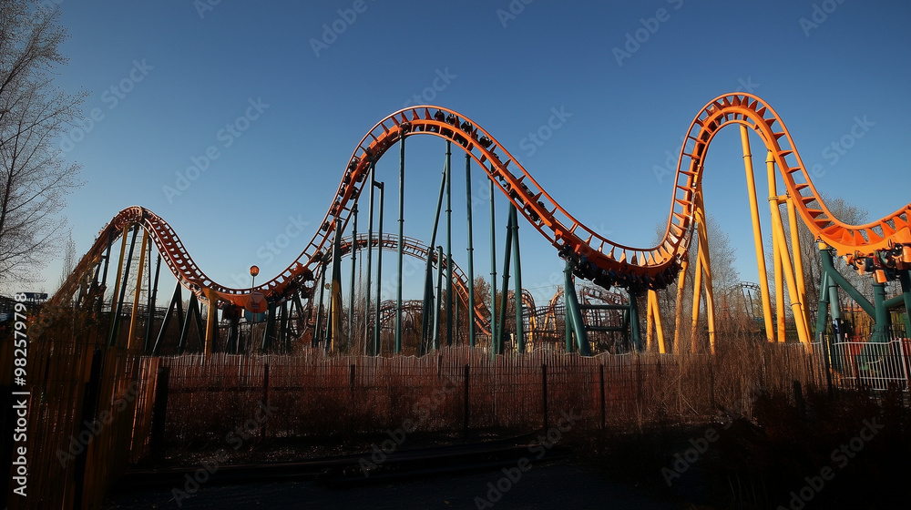 Obraz premium Rollercoaster at an Amusement Park
