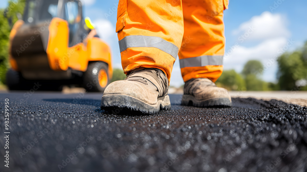 Road Worker Laying Asphalt | Professional Paving and Construction Work Road Worker Laying Asphalt | Professional Paving and Construction Work