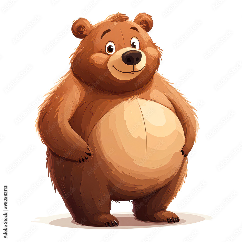A cheerful cartoon bear with a friendly expression stands upright isolated on transparency PNG background, perfect for children's books, educational materials, or playful marketing campaigns A cheerful cartoon bear with a friendly expression stands upright isolated on transparency PNG background, perfect for children's books, educational materials, or playful marketing campaigns