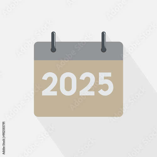 Flat calendar icon design showing the year 2025