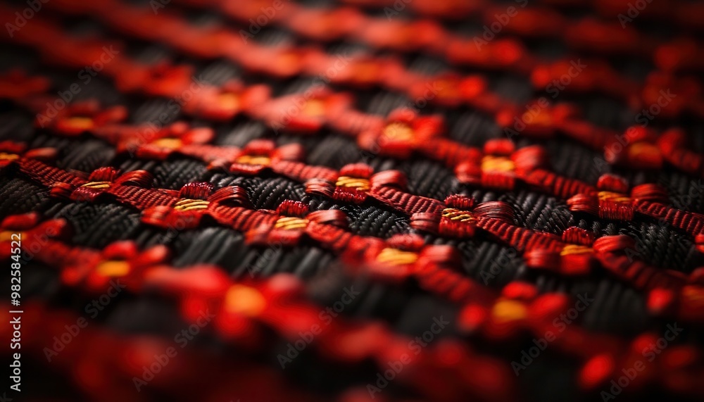Fototapeta premium Macro shot of sharp textile motifs, highlighting the precision in each woven design, [Macro, Motifs, Sharp]