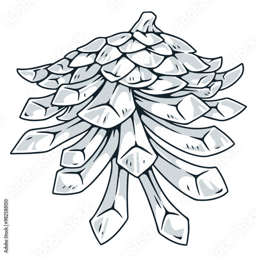 Spruce cone vintage sticker monochrome