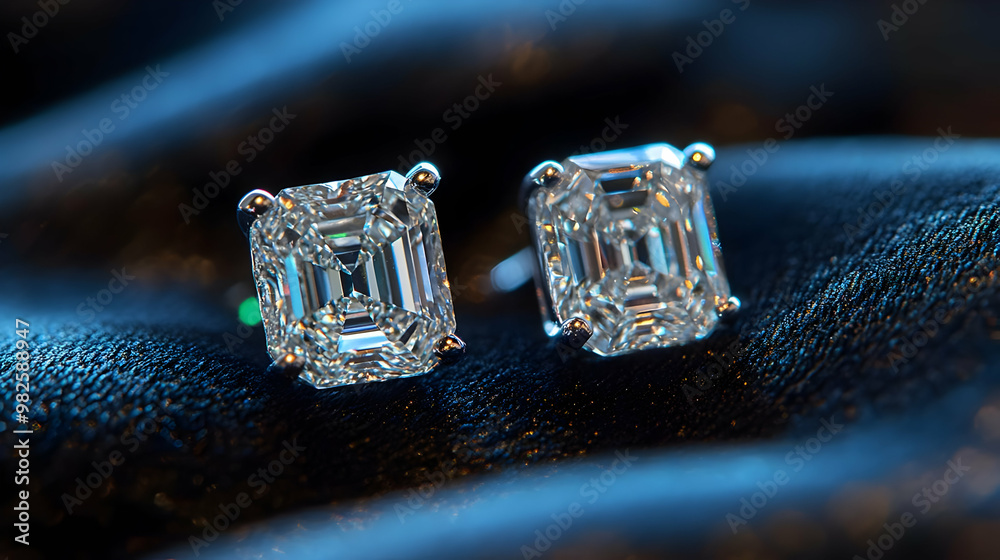 Elegant diamond earrings with a classic design, showcasing stunning brilliance on a soft dark background. Elegant diamond earrings with a classic design, showcasing stunning brilliance on a soft dark background.