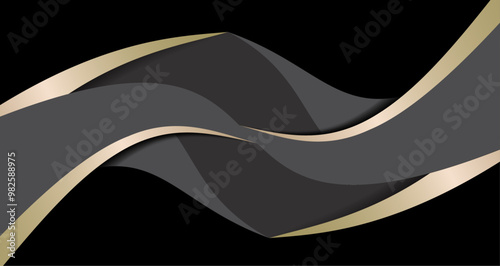 abstract composition featuring angular shapes in grey black and gold, set against a contrasting dark background