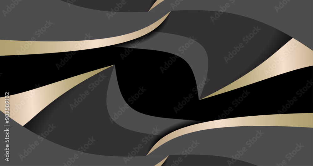 Fototapeta premium abstract composition featuring angular shapes in grey black and gold, set against a contrasting dark background