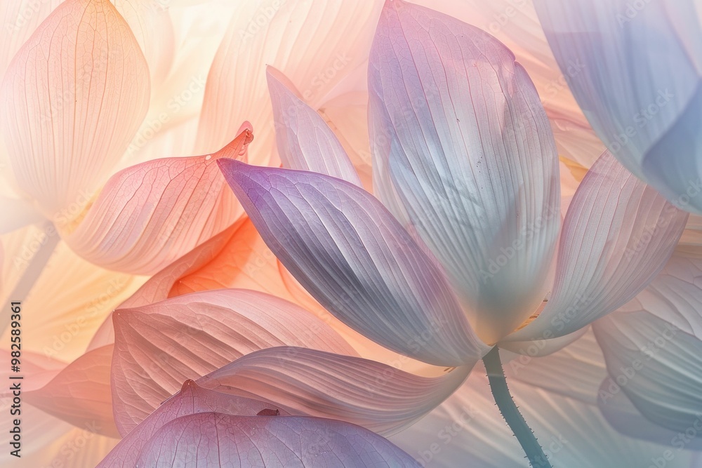 Soft pink and purple lotus petals layered beautifully, creating a delicate and serene abstract floral background Soft pink and purple lotus petals layered beautifully, creating a delicate and serene abstract floral background
