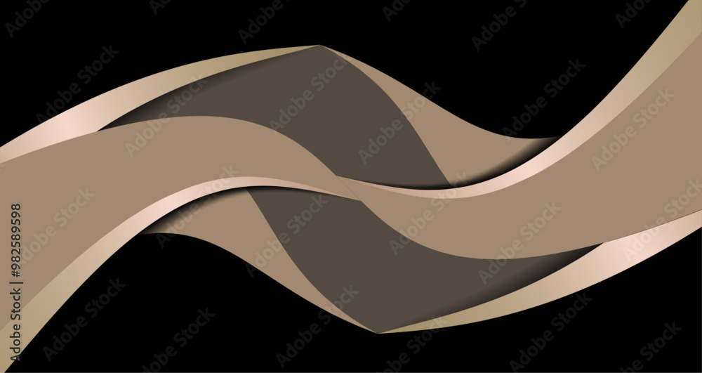 Fototapeta premium Flowing curves in muted earthy tones against a dark backdrop, creating a modern aesthetic