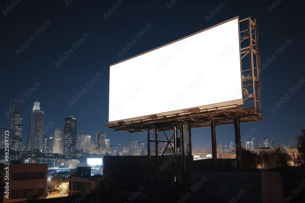 Banner on night city background side Banner on night city background side