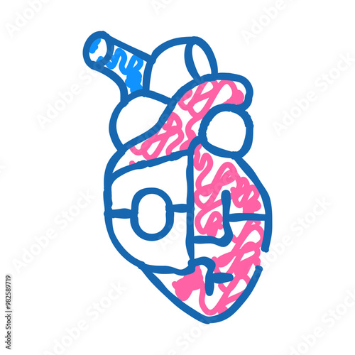 heart pacemaker doodle icon sketch vector. heart pacemaker sign. isolated symbol illustration