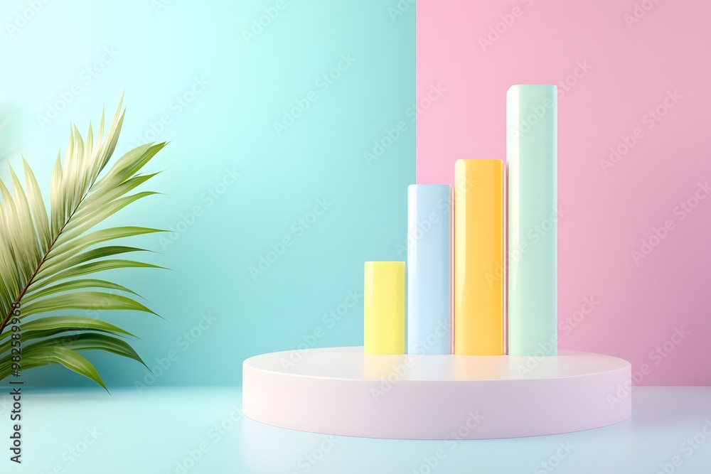 A simple, clean, minimalistic icon of a bar graph, in a colorful, white background A simple, clean, minimalistic icon of a bar graph, in a colorful, white background