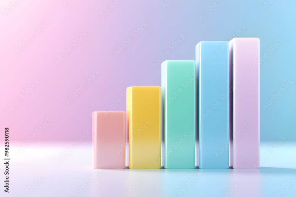 A simple, clean, minimalistic icon of a bar graph, in a colorful, white background A simple, clean, minimalistic icon of a bar graph, in a colorful, white background