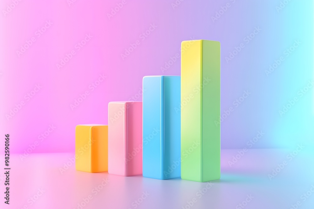 A simple, clean, minimalistic icon of a bar graph, in a colorful, white background A simple, clean, minimalistic icon of a bar graph, in a colorful, white background