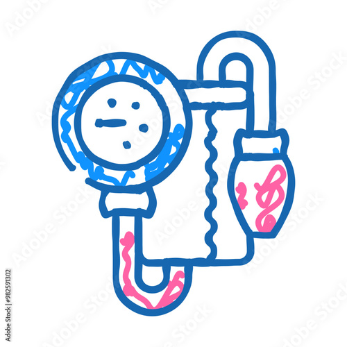 tonometer for check blood pressure doodle icon sketch vector. tonometer for check blood pressure sign. isolated symbol illustration