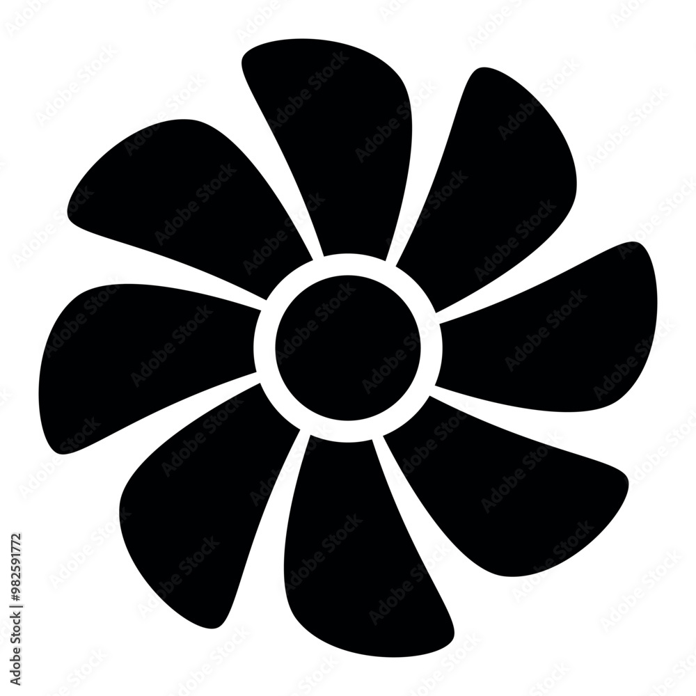 fan silhouette shape, air conditioner and ventilation icon symbol, black and white vector illustration fan silhouette shape, air conditioner and ventilation icon symbol, black and white vector illustration