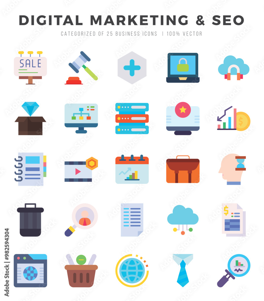 Set of DIGITAL MARKETING & SEO Icons. Simple Flat art style icons pack. Vector illustration. Set of DIGITAL MARKETING & SEO Icons. Simple Flat art style icons pack. Vector illustration.