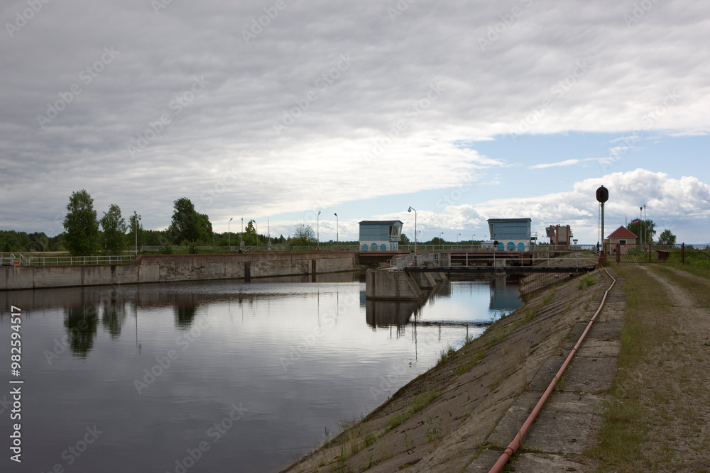 Fototapeta premium Russia Karelia Belomor Canal on a cloudy summer day