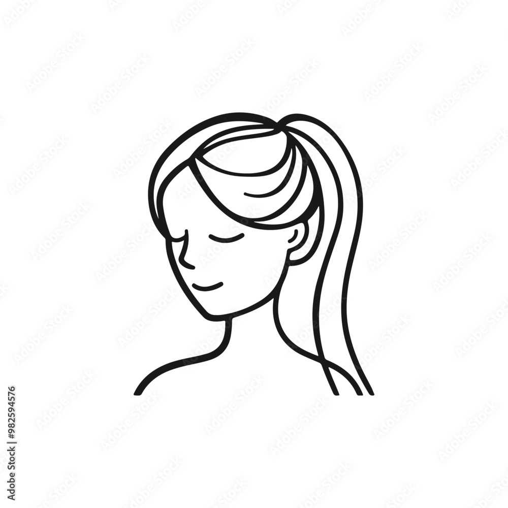 Young Woman face line drawing art. Abstract minimal female face icon, logo. Stylized woman face. Modern single line art. Woman beauty fashion concept, minimalistic style. Young Woman face line drawing art. Abstract minimal female face icon, logo. Stylized woman face. Modern single line art. Woman beauty fashion concept, minimalistic style.