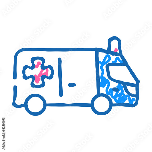ambulance car doodle icon sketch vector. ambulance car sign. isolated symbol illustration