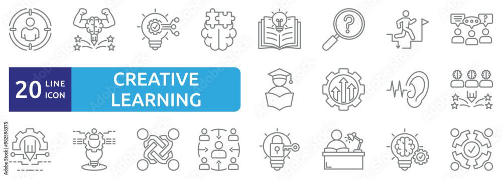 Naklejka premium Creative learning icon set