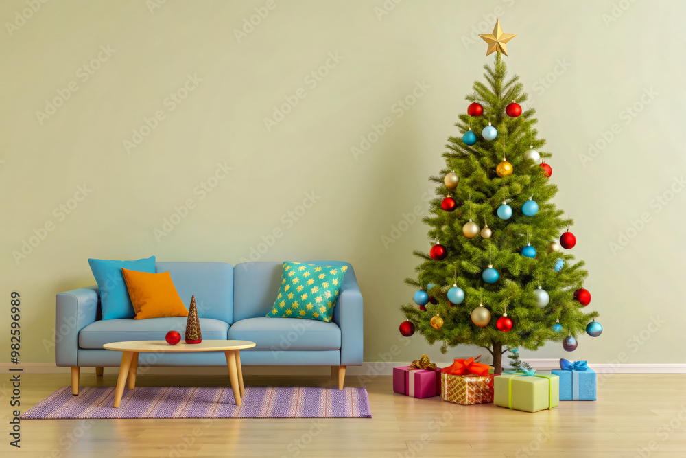 living room with christmas tree living room with christmas tree