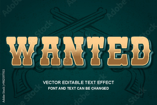 wanted vintage retro font style typography editable text effect grunge texture style template design