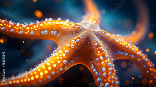 A vibrant orange octopus displays intricate patterns and textures, showcasing its beauty beneath the ocean's surface. photo