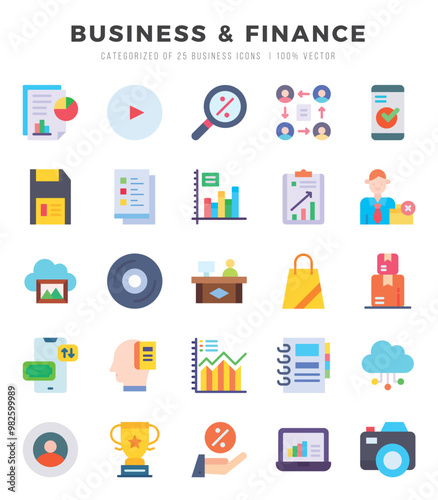 Business & Finance icons set. Vector illustration.