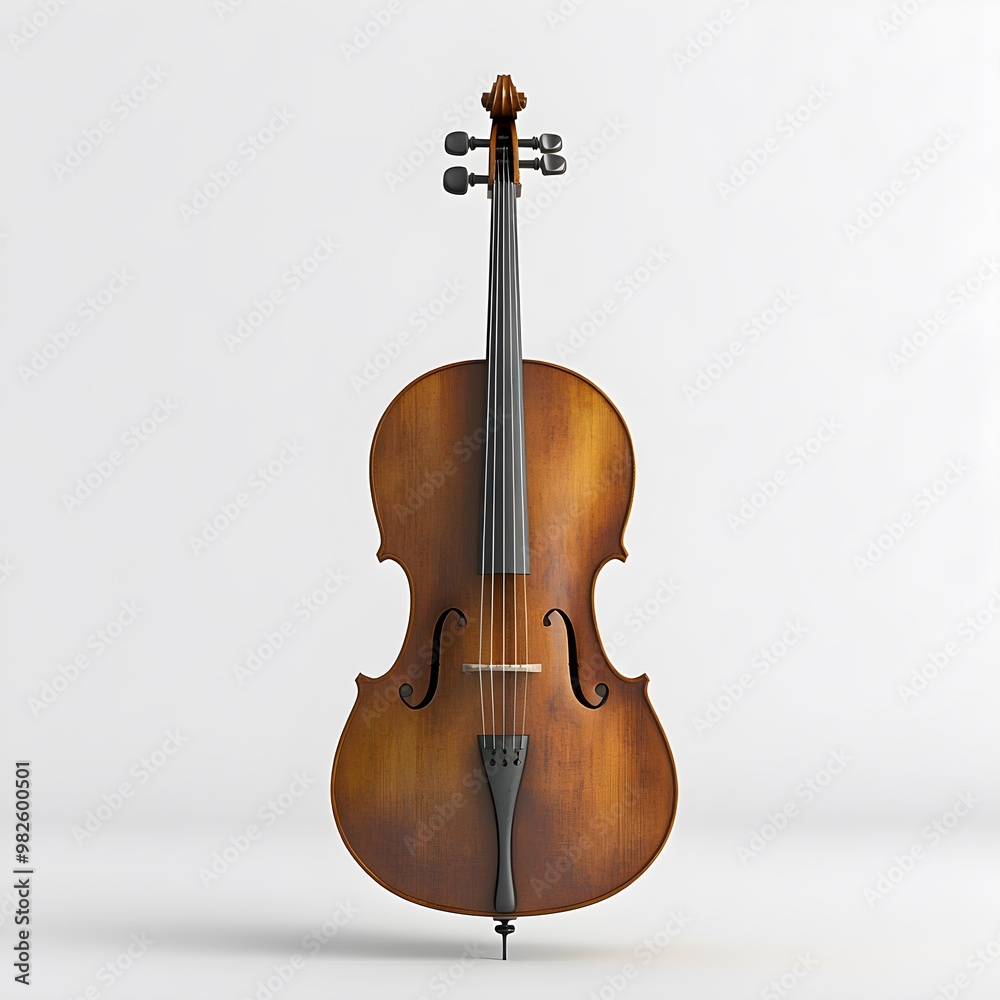 Obraz premium Detailed close-up of a cello, emphasizing its scroll and fingerboard craftsmanship image