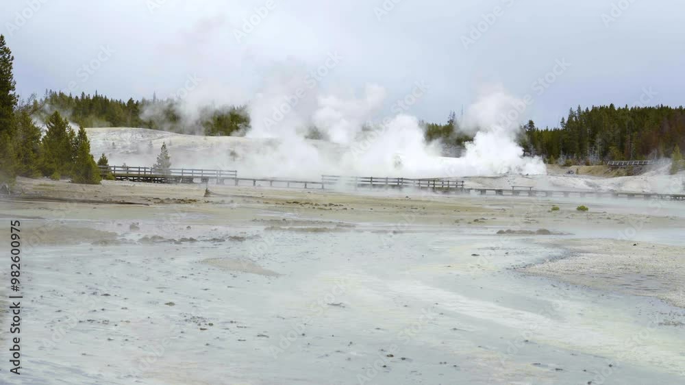 Cinematic shot of scenic landscape in Yellowstone National Park, USA Cinematic shot of scenic landscape in Yellowstone National Park, USA