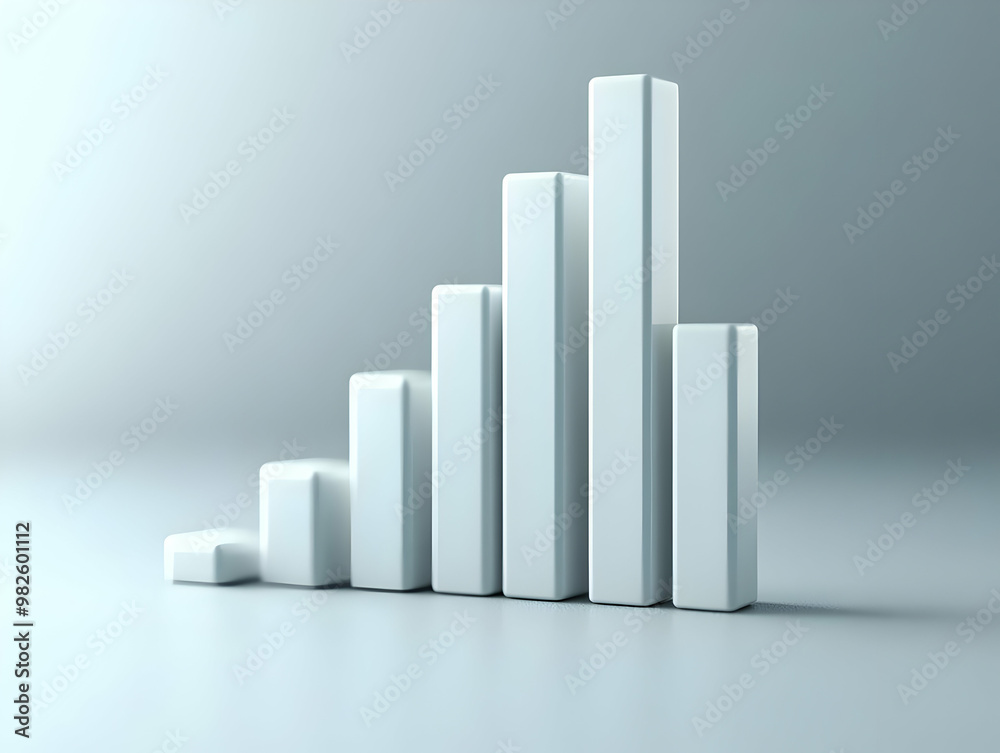 A minimalist bar graph displaying growth, featuring white bars on a soft gradient background, symbolizing progress and success.